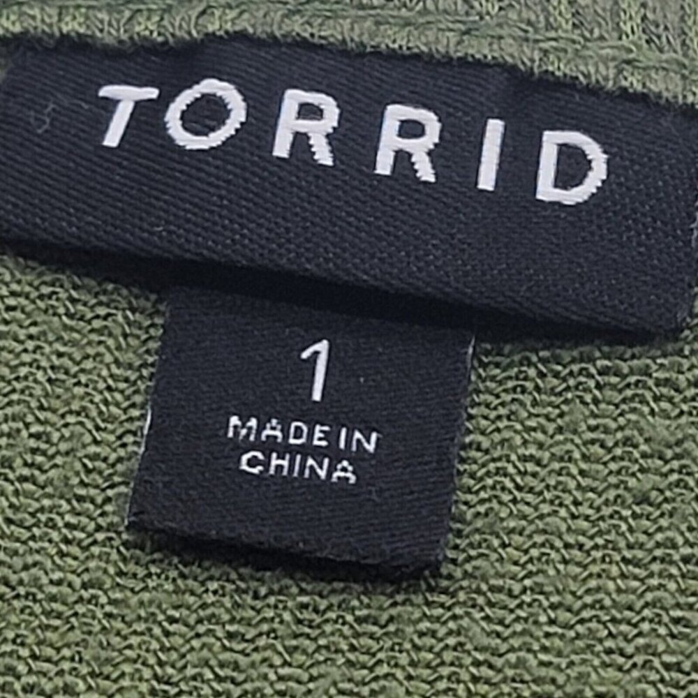 Torrid Dress Womens Size 1 Green Rib Knit Babydoll Skater Vacation Beach Summer - Picture 7 of 8